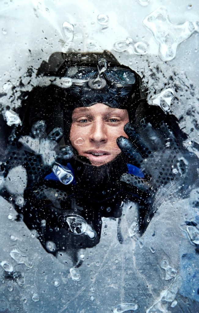 Portrait of endurance athlete Anders Hofman before his attempt to complete a triathlon at Antarctica.